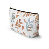 Watercolor Tossed Leaves Accessory Pouch w T-bottom in Orange
